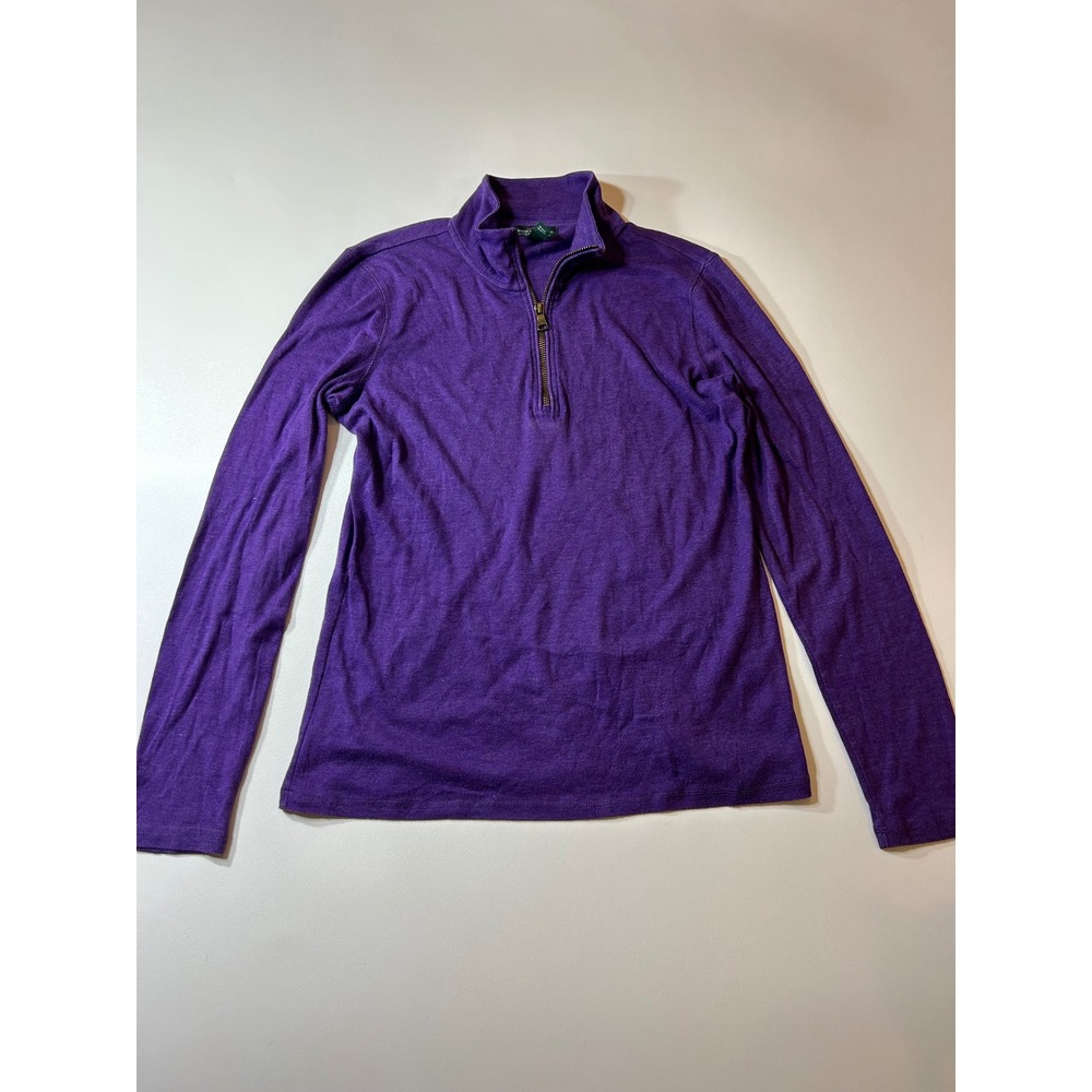 Lauren Jeans Co. Pullover Women\'s Large Purple Quarter Zip Long Sleeve